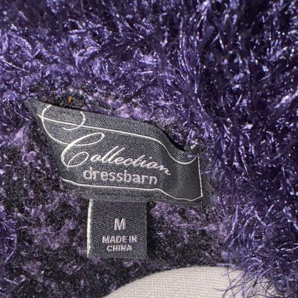 Y2K DRESS BARN Purple Boucle knit cardigan, #faux fur trim #EXCELLENT FAST SHIP! - Picture 2 of 9